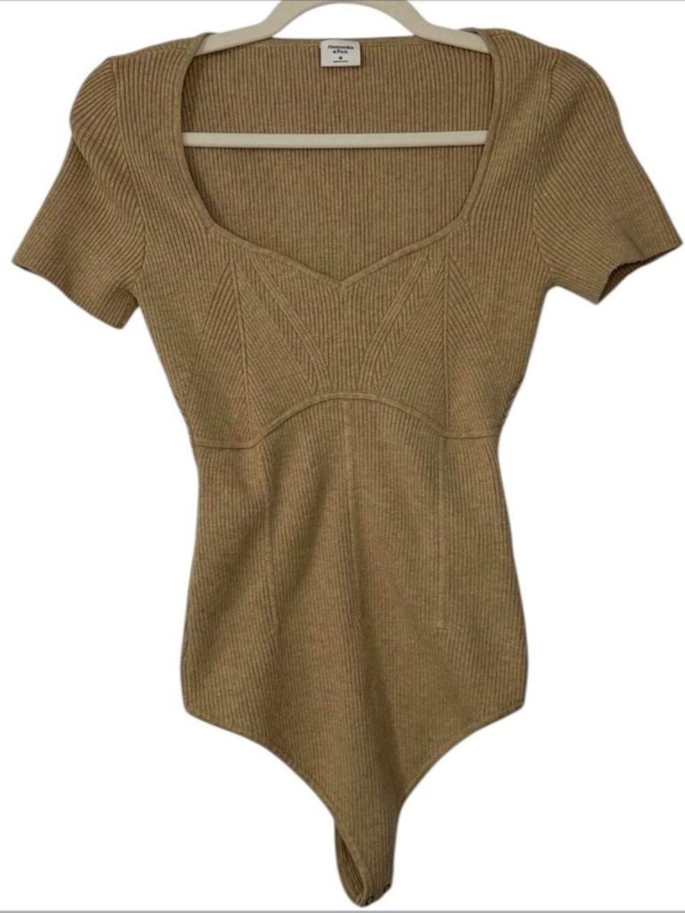 Abercrombie & Fitch Tan Corset Inspired Knit Bodysuit